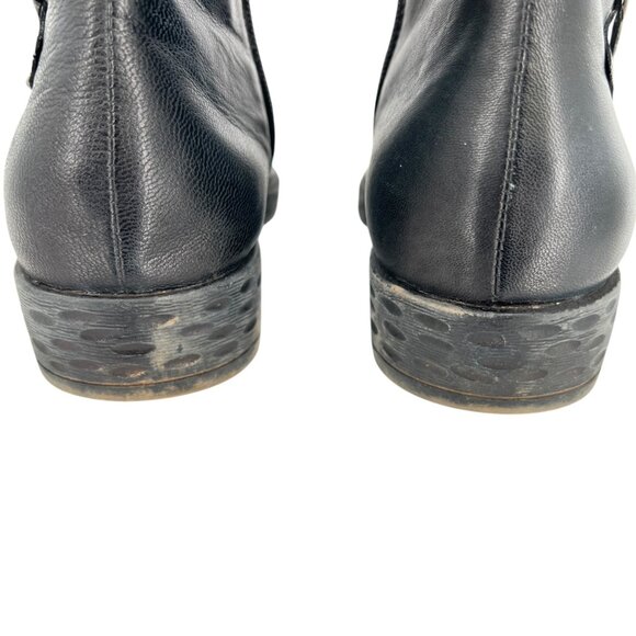 Socofy Floral Dimensional Black Leather Ankle Boots Size 41 - Picture 10 of 16